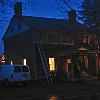 The house waits, stripped naked down to its' log frame. It's a beautiful house as a log structure.